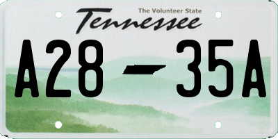 TN license plate A2835A