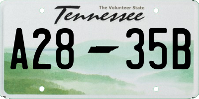 TN license plate A2835B