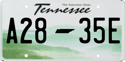 TN license plate A2835E