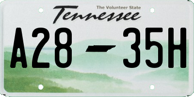 TN license plate A2835H