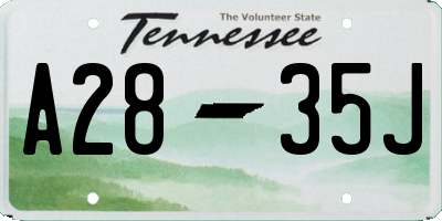 TN license plate A2835J