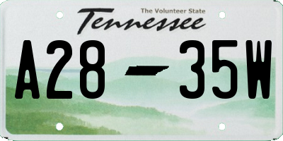 TN license plate A2835W