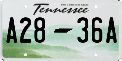 TN license plate A2836A