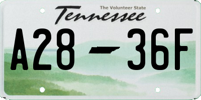 TN license plate A2836F