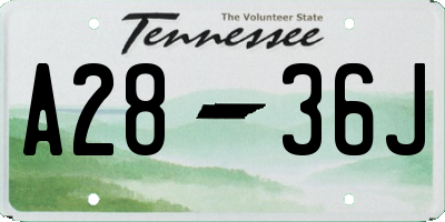 TN license plate A2836J