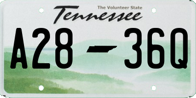 TN license plate A2836Q