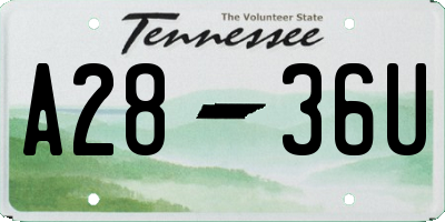TN license plate A2836U