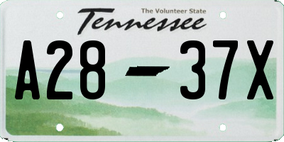 TN license plate A2837X