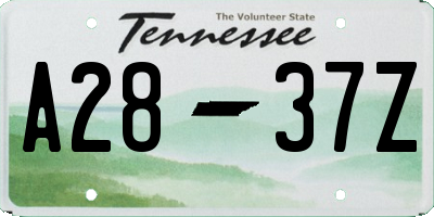 TN license plate A2837Z