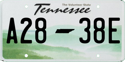 TN license plate A2838E