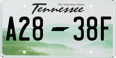 TN license plate A2838F