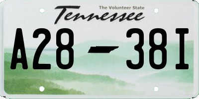 TN license plate A2838I
