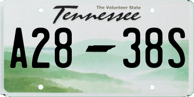 TN license plate A2838S