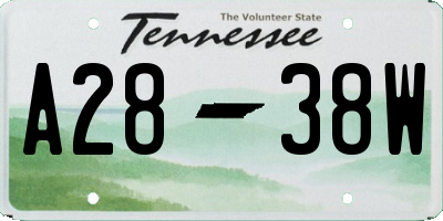 TN license plate A2838W