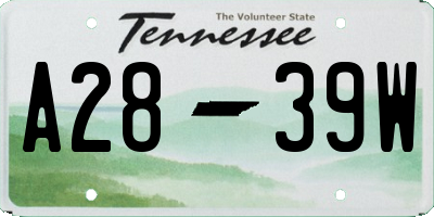 TN license plate A2839W