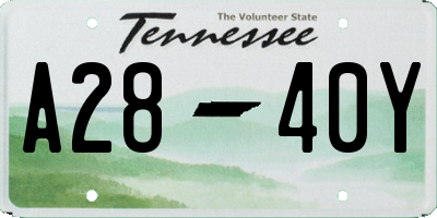 TN license plate A2840Y