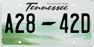 TN license plate A2842D