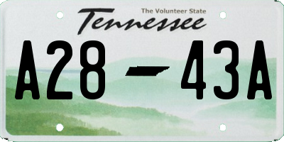 TN license plate A2843A
