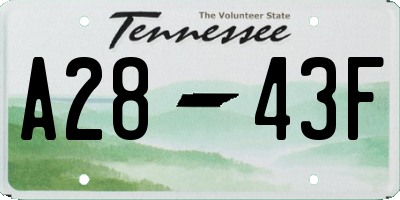 TN license plate A2843F