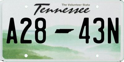 TN license plate A2843N