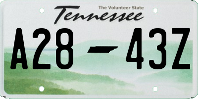 TN license plate A2843Z