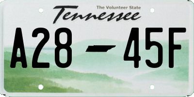 TN license plate A2845F