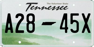 TN license plate A2845X