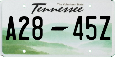 TN license plate A2845Z