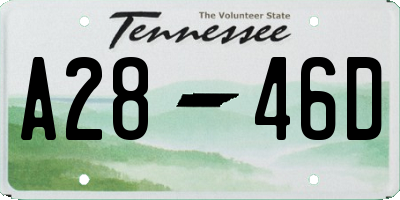 TN license plate A2846D