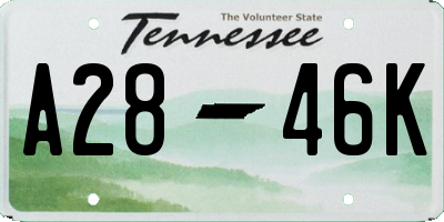TN license plate A2846K