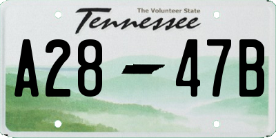 TN license plate A2847B