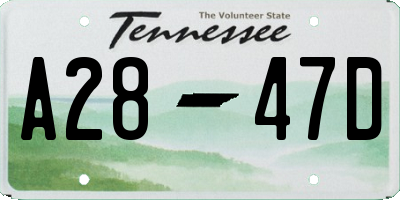 TN license plate A2847D