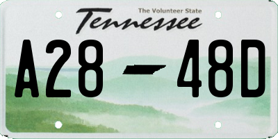 TN license plate A2848D