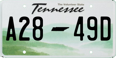 TN license plate A2849D