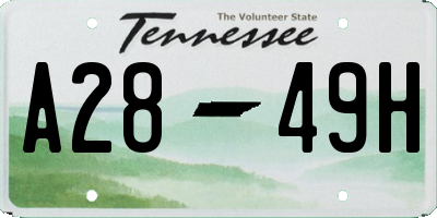 TN license plate A2849H
