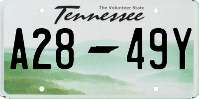 TN license plate A2849Y