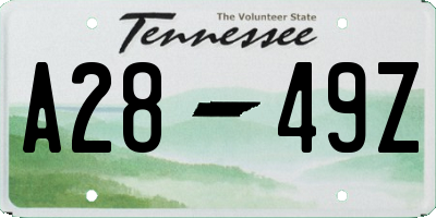 TN license plate A2849Z