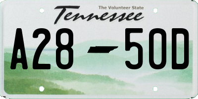 TN license plate A2850D