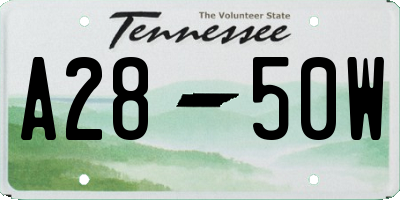 TN license plate A2850W