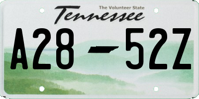 TN license plate A2852Z