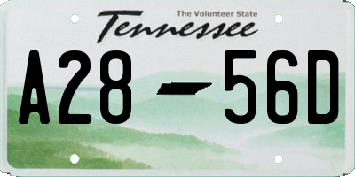 TN license plate A2856D