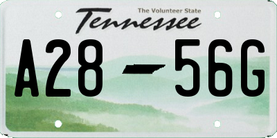 TN license plate A2856G