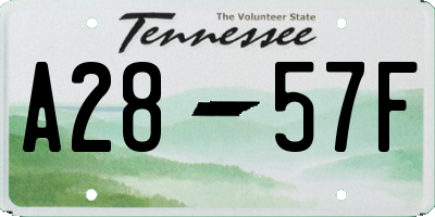 TN license plate A2857F