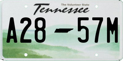 TN license plate A2857M