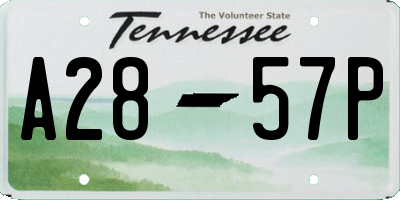 TN license plate A2857P