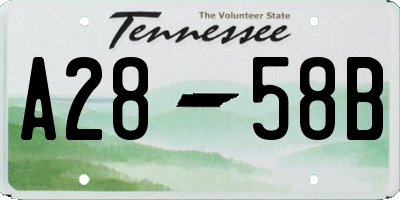 TN license plate A2858B