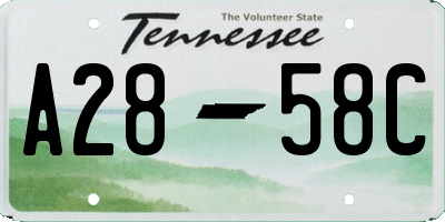 TN license plate A2858C