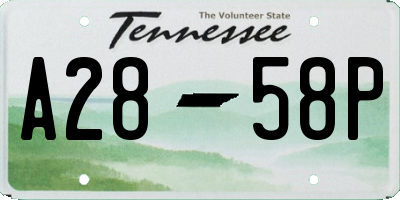 TN license plate A2858P