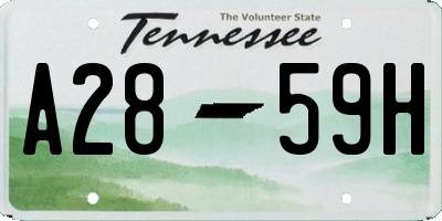 TN license plate A2859H