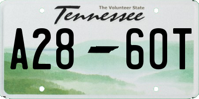 TN license plate A2860T